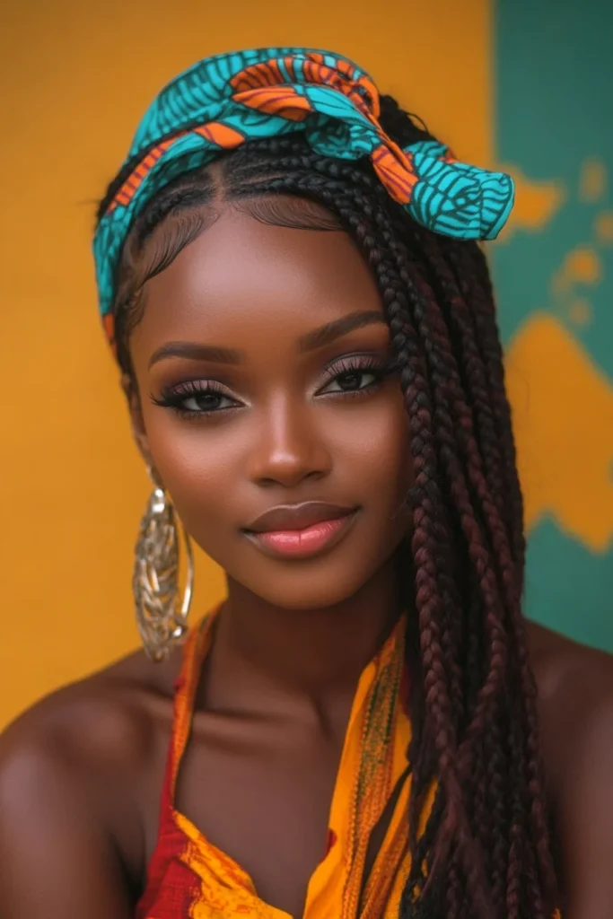 Classic Fulani Braids with Loose Curls