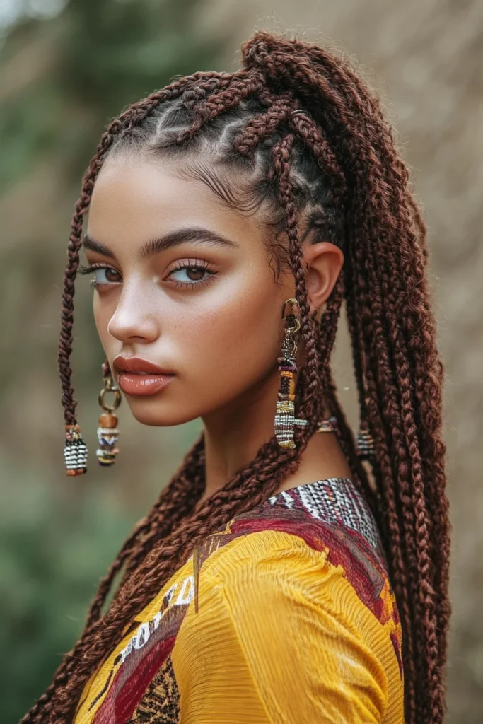 Fulani Braids with Curly Ponytail