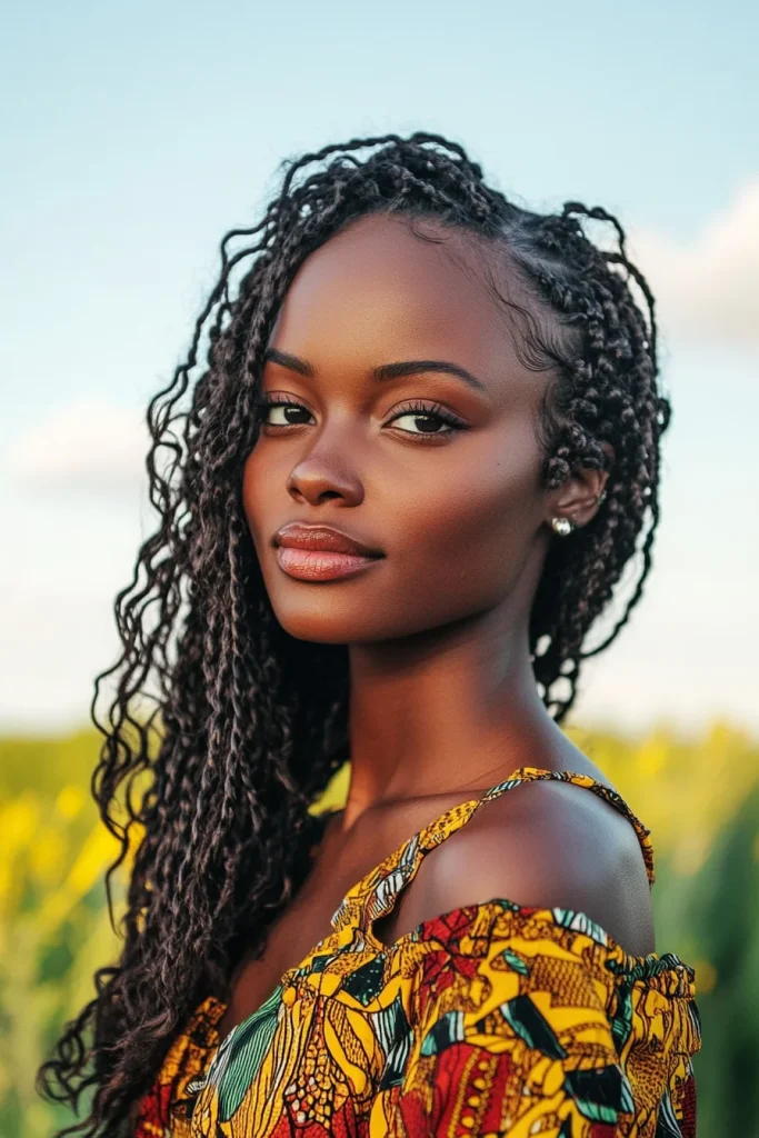 Knotless Fulani Braids with Curly Ends