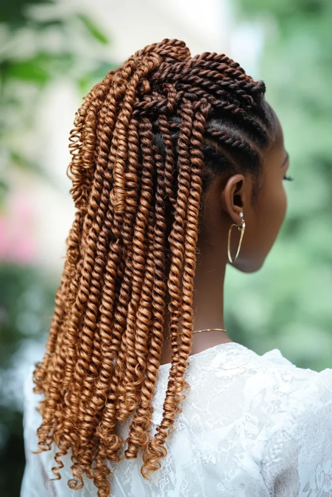 Ombre Fulani Braids with Spiral Curls
